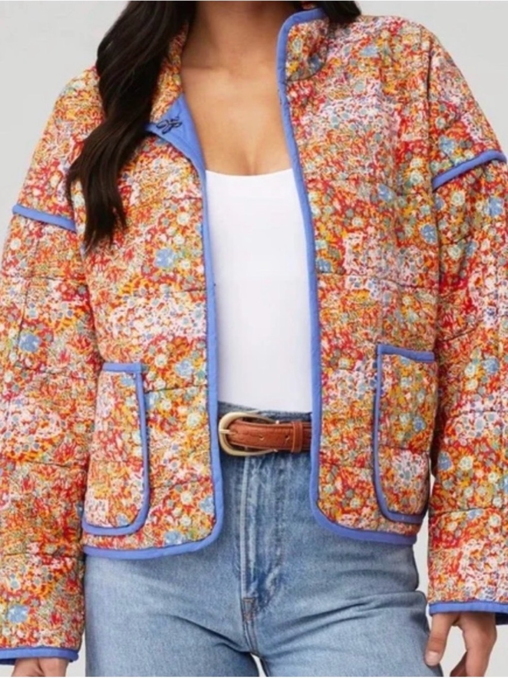 Free People Chloe Quilted Floral Jacket XS - never worn !